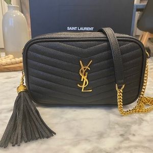 ✨Saint Laurent YSL Lou Mini Black Leather Camera Bag with Gold Hardware✨